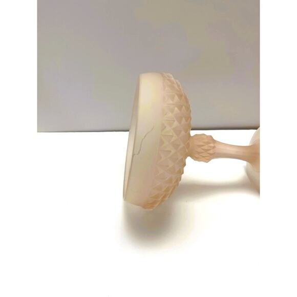 Vintage Pink Satin Indiana Glass Diamond Point Pattern Pedestal Candy Dish - Picture 5 of 6